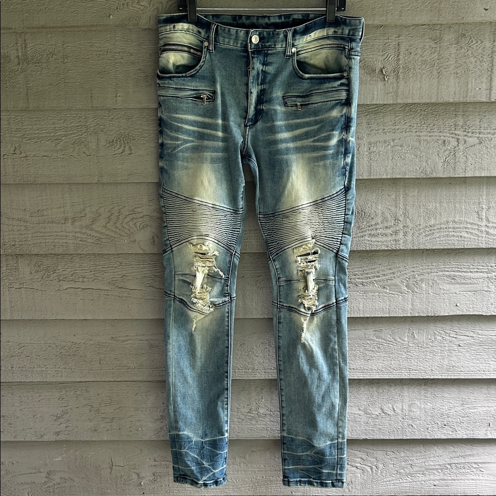 Rockstar, original Men's Distressed Skinny Jeans in Blue